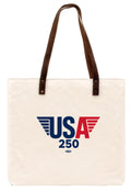 Winged Canvas Tote Bag w/ Leather Straps - 12-Pack