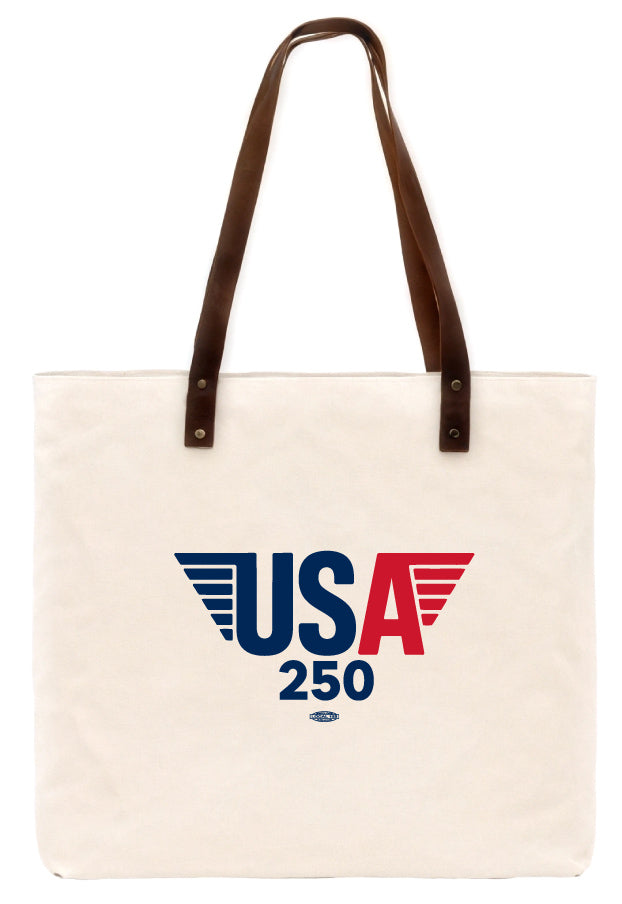 Winged Canvas Tote Bag w/ Leather Straps - 12-Pack